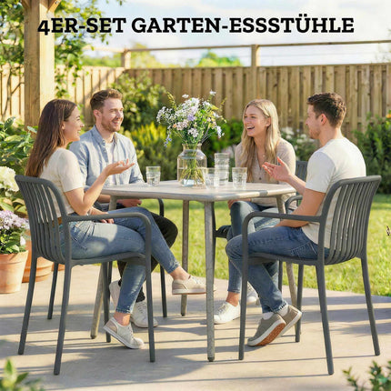 Stackable Outdoor Chairs Set of 4, Dark Grey, Ergonomic Design