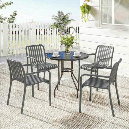 Stackable Outdoor Chairs Set of 4, Dark Grey, Ergonomic Design