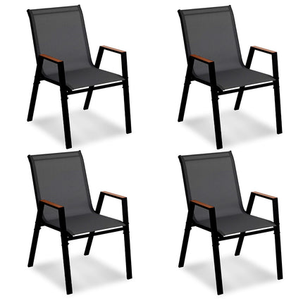 Stackable Outdoor Garden Chairs Set of 4, Metal Frame
