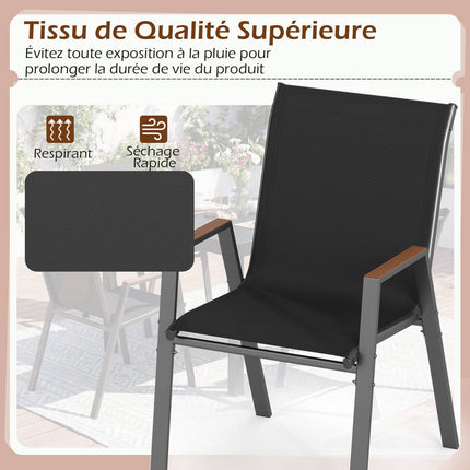 Stackable Outdoor Garden Chairs Set of 4, Metal Frame