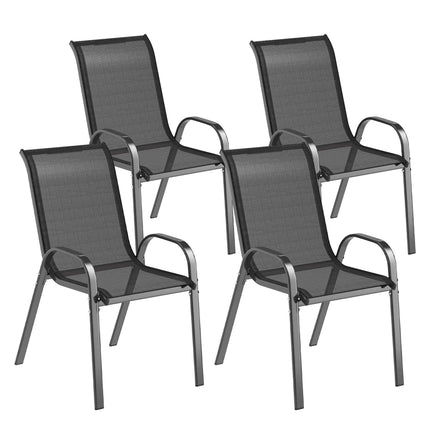 Stackable Outdoor Garden Chairs Set of 4, Steel, Black