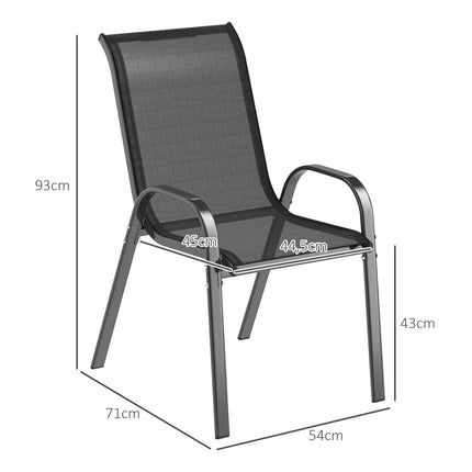 Stackable Outdoor Garden Chairs Set of 4, Steel, Black