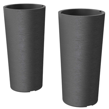 Stackable Planter Set with Drainage, 60 cm, Dark Grey