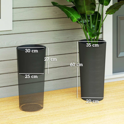 Stackable Planter Set with Drainage, 60 cm, Dark Grey
