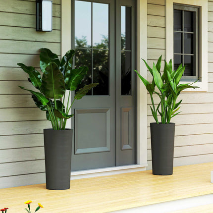 Stackable Planter Set with Drainage, 60 cm, Dark Grey