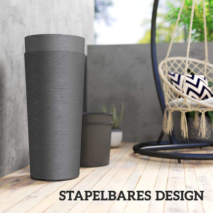 Stackable Planter Set with Drainage, 60 cm, Dark Grey