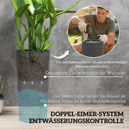 Stackable Planter Set with Drainage, 60 cm, Dark Grey