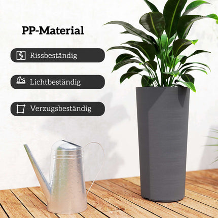 Stackable Planter Set with Drainage, 60 cm, Dark Grey