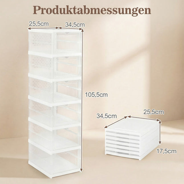 Stapelbare schoenendozen met klapdeur, organizer set voor 12 paar schoenen