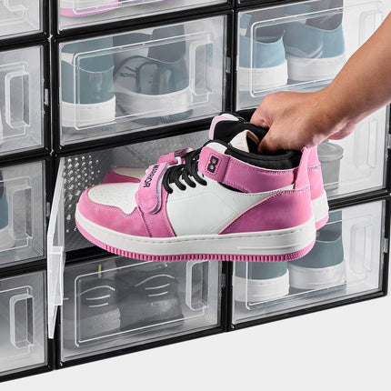 Stackable Shoe Storage Boxes, 12 Pack, Fits US 11, Clear