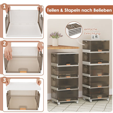 Stackable Shoe Storage Box with Wheels, 85L Capacity