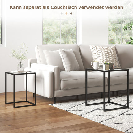 Stackable Side Tables Set, Steel Legs, Black, Modern Design