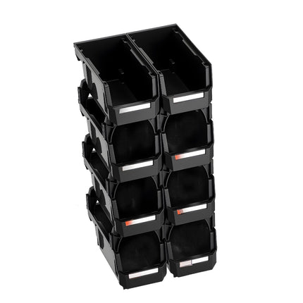 Stackable Storage Bins, Open-Front, Black, 8-Pack