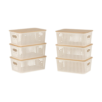 Stackable Storage Box Set with Bamboo Lid