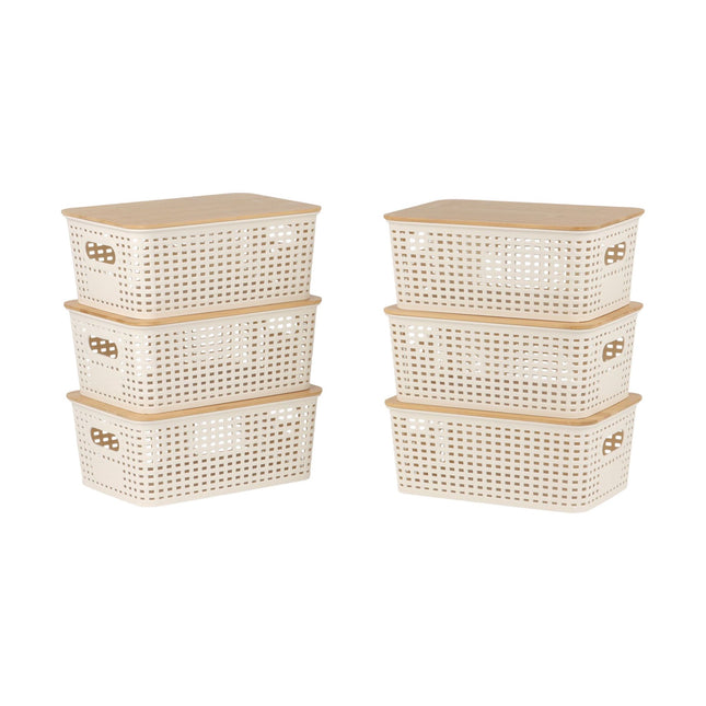 Stackable Storage Box Set with Bamboo Lid