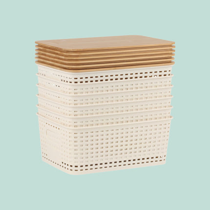 Stackable Storage Box Set with Bamboo Lid