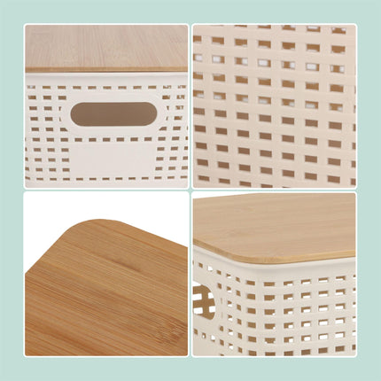 Stackable Storage Box Set with Bamboo Lid