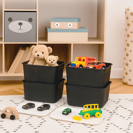 Stackable Storage Boxes, Set Of 6, Lids, Ventilated