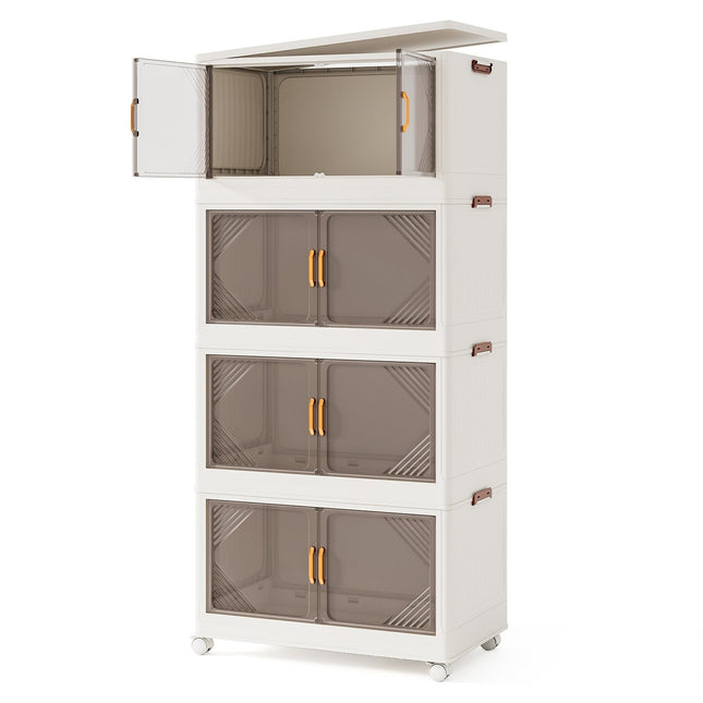 Stackable Storage Boxes with Wheels, 284L Capacity