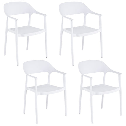 Stackable White Dining Chairs Set of 4, 150kg Capacity