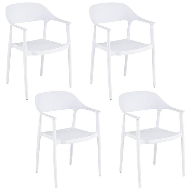 Stapelbare witte eetkamerstoelen, set van 4, draagvermogen 150 kg