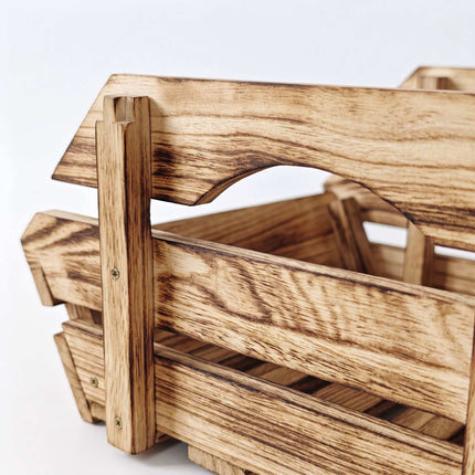 Stackable Wooden Crates Set, Flamed Finish, 3 Pack