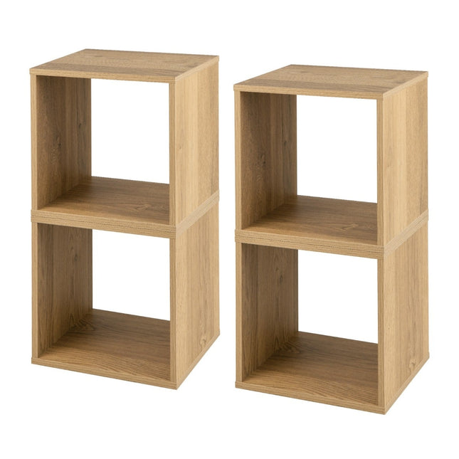 Stackable Wooden Cube Shelves, 2-Piece Set, Open Storage