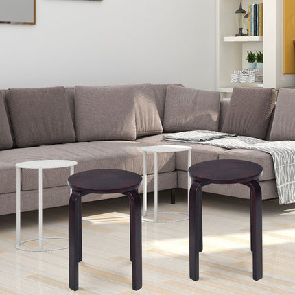 Stackable Wooden Stools Set of 4, Birch Wood, Brown