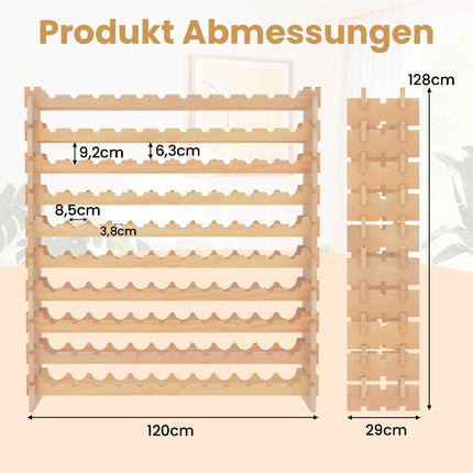 Stackable Wooden Wine Rack for 120 Bottles, 10-Tier