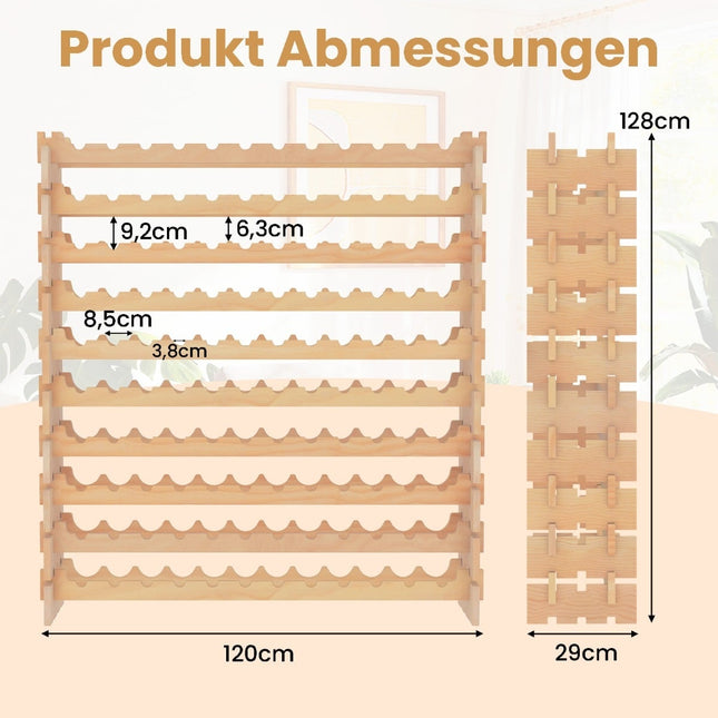 Stackable Wooden Wine Rack for 120 Bottles, 10-Tier