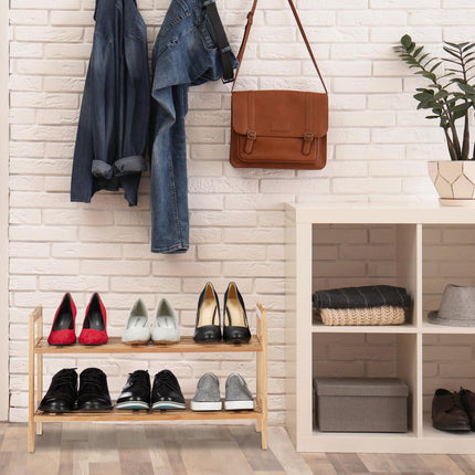 Stackable shoe shelf in walnut