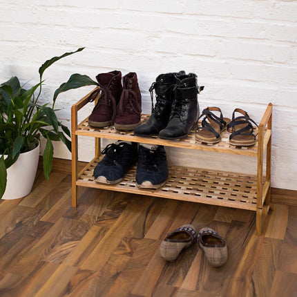Stackable shoe shelf in walnut wood