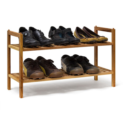 Stackable shoe shelf in walnut wood