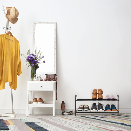 Stackable shoe shelf with 2 shelves