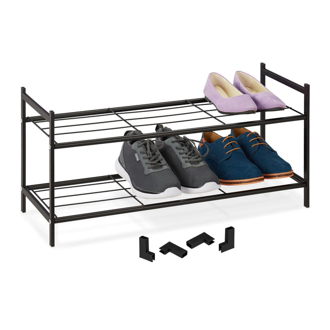 Stackable shoe shelf with 2 shelves