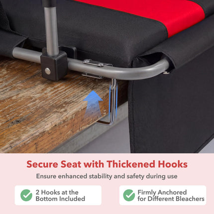Stadium Seat with Backrest, Foldable, Cup Holder, Red