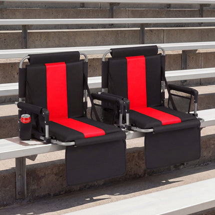 Stadium Seat with Backrest, Foldable, Cup Holder, Red