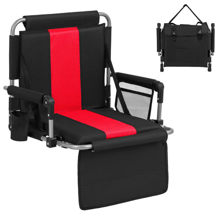Stadium Seat with Backrest, Foldable, Cup Holder, Red