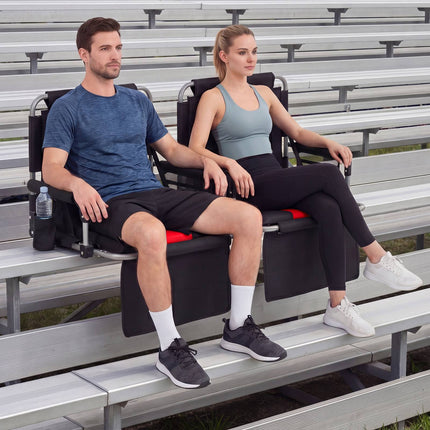 Stadium Seat with Backrest, Foldable, Cup Holder, Red