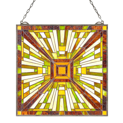 Stained Glass Window Panel 501 x 527 mm, Hanging Chain
