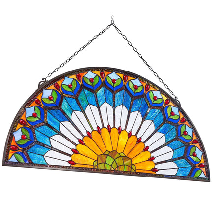 Stained Glass Window Panel, 913 x 465 mm, Hanging Chain