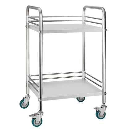 Stainless Steel 2-Tier Utility Cart, Locking Casters