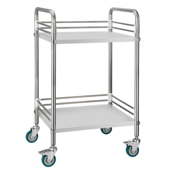 Stainless Steel 2-Tier Utility Cart, Locking Casters