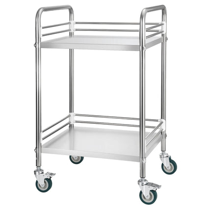 Stainless Steel 2-Tier Utility Cart, Locking Casters