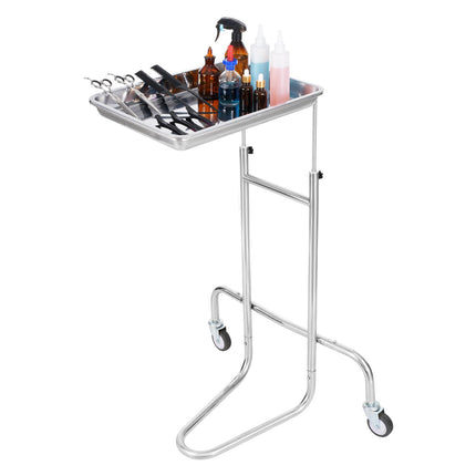 Stainless Steel Adjustable Lab Cart, Single Tray, Locking Wheels