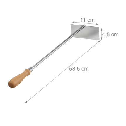 Stainless Steel Ash Scraper, Wooden Handle, Heat-Resistant