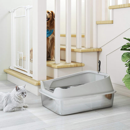 Stainless Steel Cat Litter Box with Scoop, High Sides, XXL