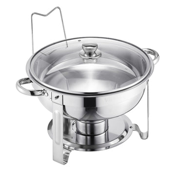 Stainless Steel Chafing Dish Set, 4-Pack 5 Qt, Glass Lid