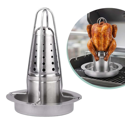Stainless Steel Chicken Stand – Liquid Reservoir, Drip Tray