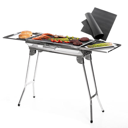 Stainless Steel Foldable Charcoal BBQ by InnovaGoods, 2 Non-Stick BBQ Sheets